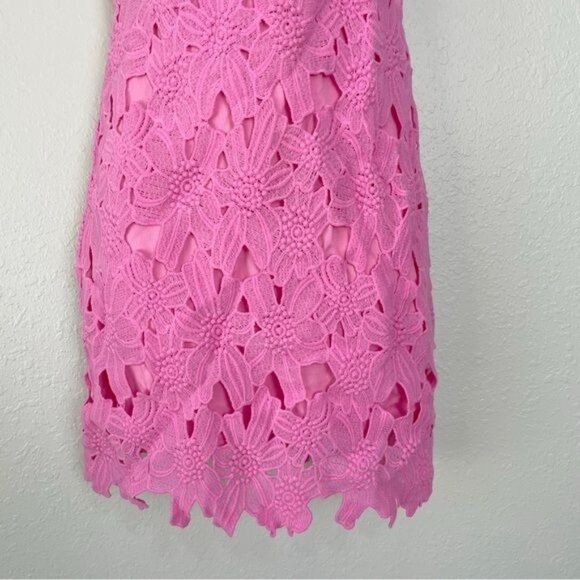 J.O.A. pink floral embossed eyelet mini dress S - Picture 6 of 13